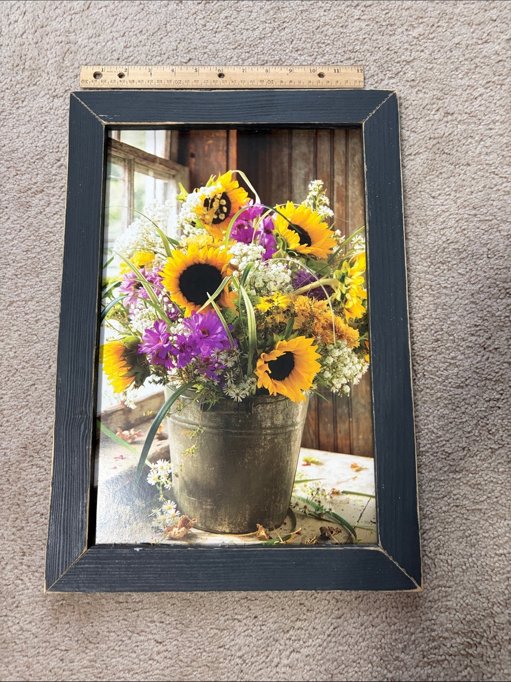 Framed Sunflower Bouquet Wall Art - Black Frame